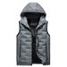 Men's Clothing Hooded Vest Men's Cotton Vest Fashion Casual Sports Sleeveless Coat Cardigan Clip_viptrois.com