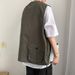 Cotton Summer New Trendy Brand Multi Pocket Workwear Jacket For Men, Loose And Versatile, Sleeveless Vest Top With_viptrois.com