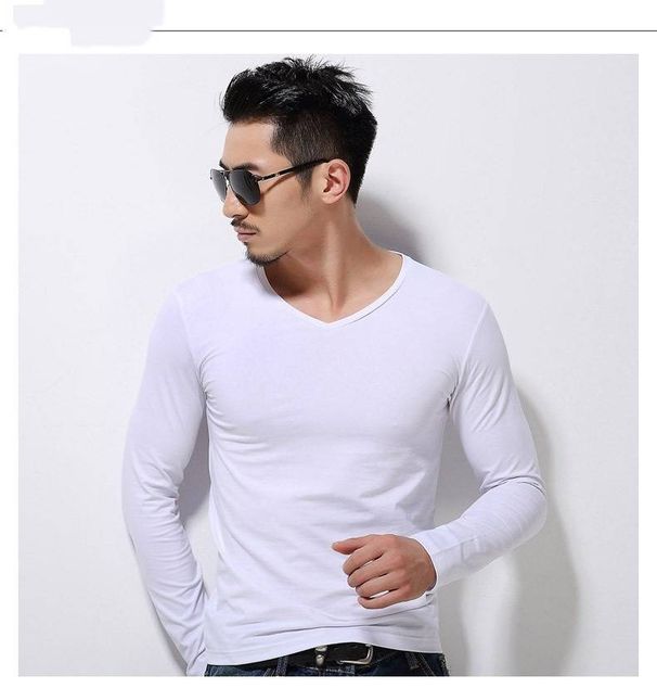 Men's Clothing Spring And Autumn Long Sleeved T Shirt Men's Tops Thin Casual Solid Color Autumn New Men's Bottoming Clothes_viptrois.com