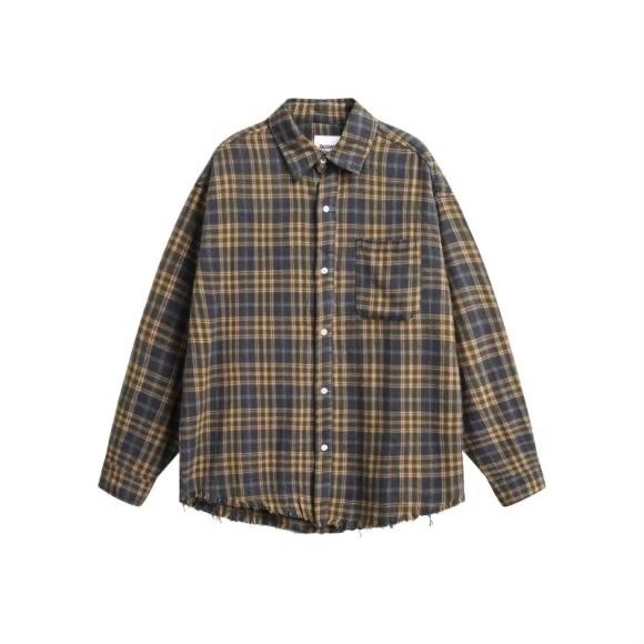 American Commuting Casual Brushed Plaid Long Sleeved Shirt For Men, With A Niche Edge Design And Loose Fit Jacket Top_viptrois.com