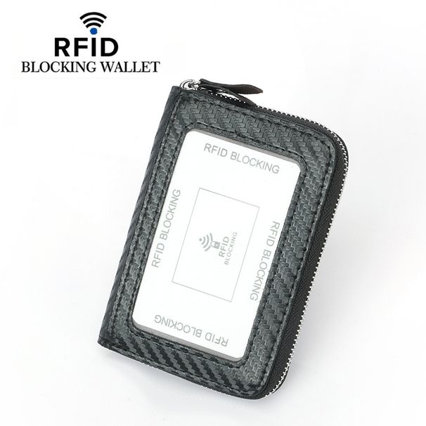 Men's Wallet Card Cases Carbon Fiber Card Holder RFID Anti Magnetic Multi Function Multi Card Slot Short Zipper Coin Purse_viptrois.com