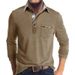 Men's Long Sleeve Polo Shirt - Striped Contrast Collar Casual T-Shirt, Stretch Cotton Blend For Fall & Spring (S-XXXL, 12 Colors)_viptrois.com