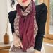 90x180 Cotton Linen Wrinkled Color Block Korean Style For Women Autumn Winter Fashionable Versatile Student Neck Scarf_viptrois.com