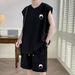 Sleeveless T-Shirt Men Summer Casual Sports Men's Vest Outfit Stylish Clothes Basketball Uniform Two-Piece Set_viptrois.com