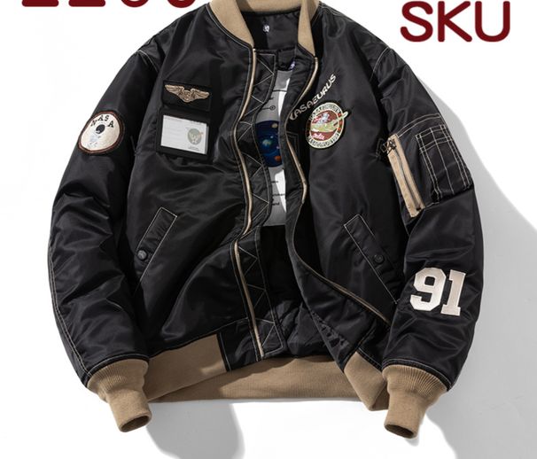 Men's Clothing for men ins fashion brand autumn and winter thickened cotton padded jacket flight jacket couple baseball uniform for women_viptrois.com
