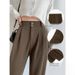 Women's High-Waisted Trousers – Slim Fit Office Pants With Flowy Hem (S-5XL, 4 Colors, Wrinkle-Free Polyester)_viptrois.com