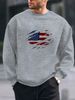 Men's Loose Casual Fashionable Classic American Flag Print Round Neck Long Sleeved Sweatshirt Suitable For Autumn And Winter Wear_viptrois.com