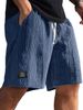 Men's Casual Jacquard Shorts Multi-Pocket Spring Summer Straight Wide Sports Mid-Waist Drawstring Black Blue Cotton Polyester_viptrois.com