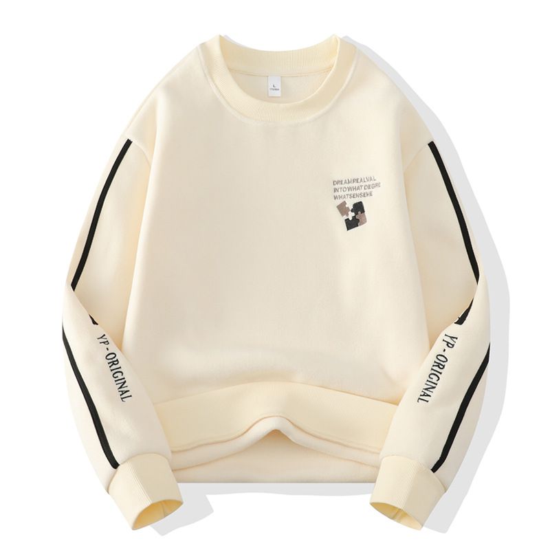 "Men's Fleece-Lined Hoodie – Thick & Warm Winter Pullover, Oversized Streetwear Style, Trendy Round Neck Sweatshirt For Teens & Young Adults_viptrois.com