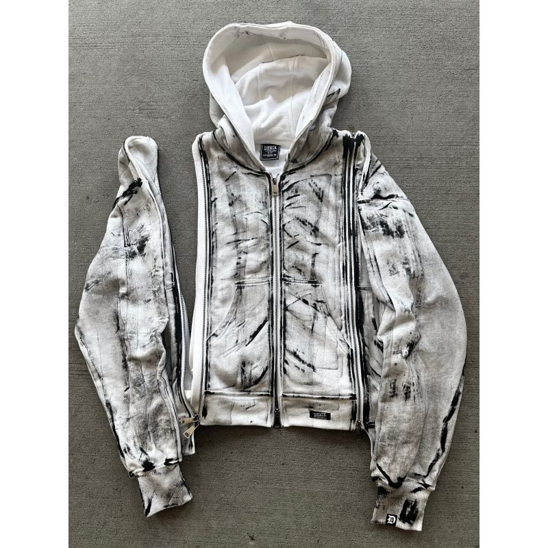 Men's Clothing Wasteland Style Printed Design Hooded Sweatshirt European And American Winter Heavyweight Unisex Zipper Design Jacket Sweatshirt_viptrois.com