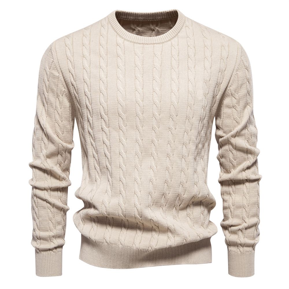 Men's Clothing High Quality Men's Sweater Pullover Embroidery Solid Color Knitted Sweater Men's_viptrois.com