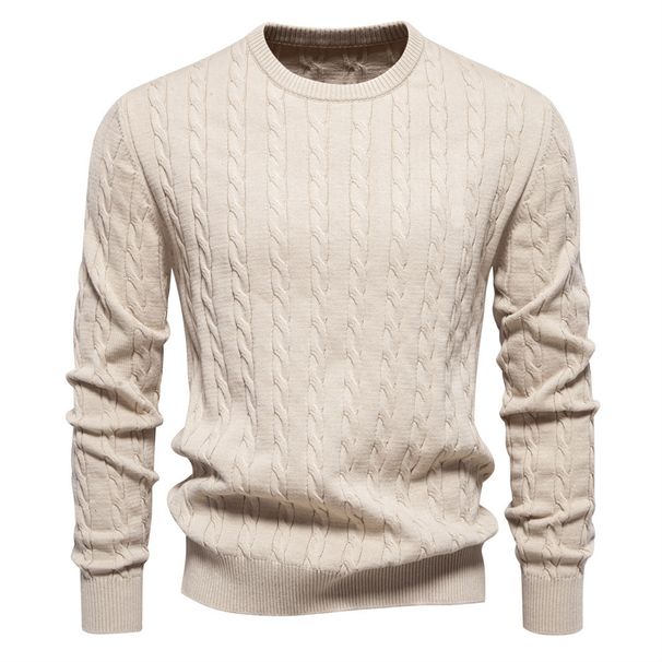 Men's Clothing High Quality Men's Sweater Pullover Embroidery Solid Color Knitted Sweater Men's_viptrois.com