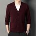 Men's V-Neck Cardigan Sweater – Classic British-Inspired Knit With Cable Stitch Detail (M-4XL, Machine-Washable Wool Blend For Autumn Layering)_viptrois.com