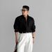 Men's Clothing Black Long Sleeved Shirt High Grade Vertical Striped Texture Light Mature Style Versatile Non Iron Casual Business Shirt_viptrois.com