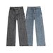 Men's Clothing Plus Size Men's Dark Patchwork Loose Straight Leg Cargo Jeans High Street For Formal & Casual_viptrois.com