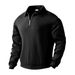 Men's Retro Jacquard Polo Sweatshirt - Heavyweight Half-Zip Lapel Collar Long Sleeve Top, Vintage Autumn Streetwear (Black/White/Grey/Khaki/Navy)_viptrois.com