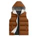 Men's Hooded Vest Jacket For Autumn Winter, Casual Sleeveless Zip-Up Waistcoat, Lightweight Sports Outerwear Side Pockets Polyester Blend (Black_viptrois.com