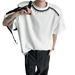 Men's Oversized Short Sleeve, Drop Shoulder Design, Thick Cotton Blend, Streetwear Style, Plain Color, Casual Daily Wear_viptrois.com