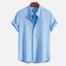 Men's Short Sleeved Solid Color Corduroy Shirt Summer New Casual Top for Men_viptrois.com