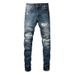 Men's Clothing European And American Trendy Brand Men's Ripped Jeans Men's Casual Pants Slim Fit Patchwork Men's Denim Trousers 9309_viptrois.com