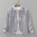 Fresh Striped Long Sleeved Shirt For Men, Fashionable And Versatile, Artistic And Casual Loose Top_viptrois.com