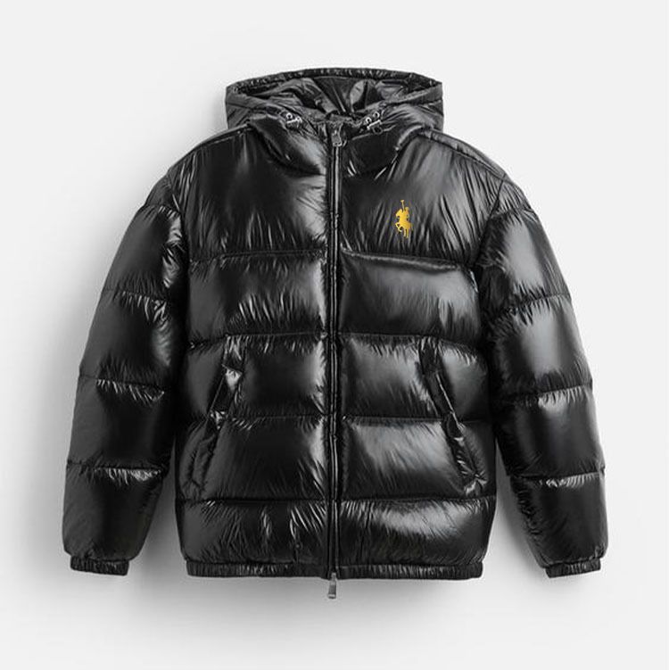 Men's Clothing New Padded Hooded Jacket With Pony Print - Thickened Polyester Winter Coat For Urban Streetwear, Slim Fit Zip-Up Windbreaker_viptrois.com