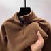 Men's Clothing Half Zipper Sweatshirt Men's Fleece Half-Zip Sweatshirt Winter Warm Thickened Stand Collar Pullover Soft Touch Thermal Top_viptrois.com