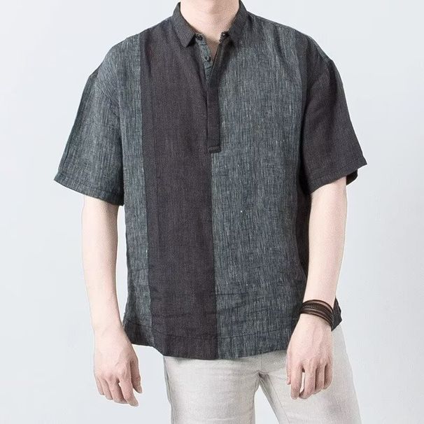Men's Clothing Summer Short Sleeved Polo Shirt Loose Casual All Match Youth Art Shirt_viptrois.com