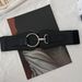 Unisex Ladies elastic waist wide elastic decorative dress black belt female Joker fashion._viptrois.com