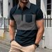 Men's Business Casual Short Sleeve Polo Shirt Striped Pockets Cross Border New Men's Clothing Tops & Tees_viptrois.com
