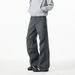 Retro Washed And Old Overalls Men's And Women's Spring Loose Pleated Straight Casual Pants High Street Micro-pull Pants_viptrois.com