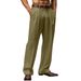 Men's Clothing New Linen Solid Color Outdoor Daily Leisure Breathable Loose Straight Trousers(Belt Not Included)_viptrois.com
