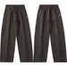 Men's Heavyweight Workwear Cargo Pants - High Street Fashion Straight Leg Outdoor Trousers For Casual Wear, Avocado Green & Dark Brown_viptrois.com