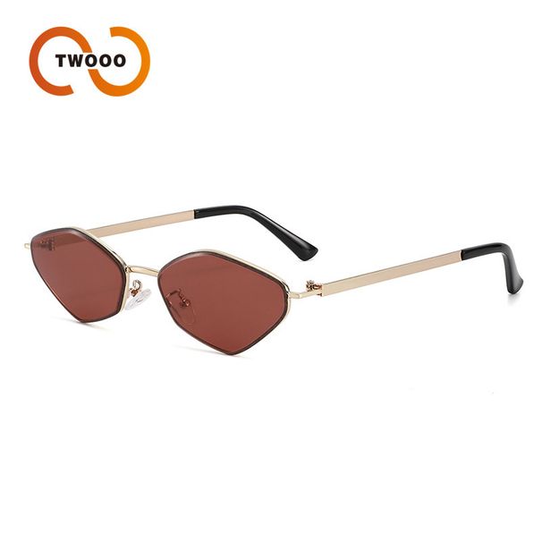 Two Circles Fashion Diamond Metal Frame Sunglasses Simple Beach Sunshade Sunglasses Female T1372_viptrois.com