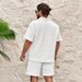 Men's Summer Waffle Knit Polo Shirt & Shorts Set - Breathable Lightweight Casual Outfit For Gym, Travel & Daily Wear_viptrois.com