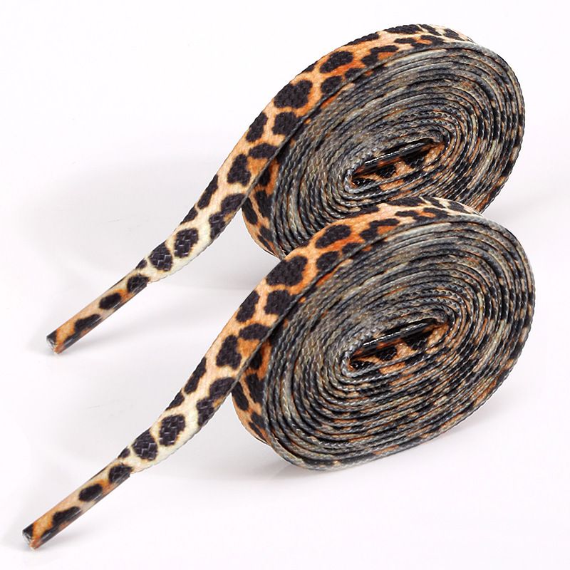 Colorful leopard print tie dye shoelaces pop art graphic fashion smudged yellow leopard print shoelaces_viptrois.com