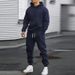 Men's Clothing Spring And Autumn Casual Sports Suit Solid Color Hoodie And Waist Pants_viptrois.com
