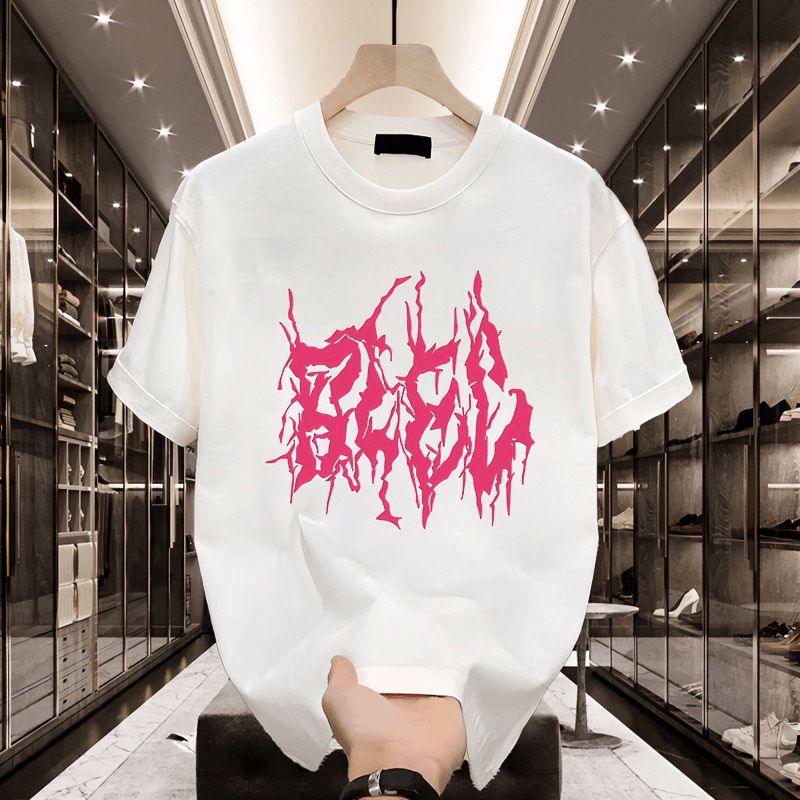 Men's Clothing Short sleeved T shirt men's summer thin fashion print trendy brand casual cotton round neck half sleeved top ins_viptrois.com