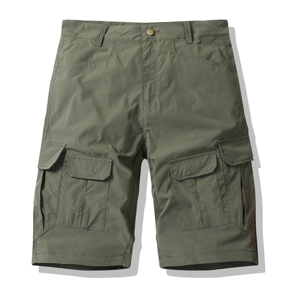 Men's Clothing Casual 5-Pocket Cargo Shorts Lightweight Cotton Blend, Breathable & Comfortable, Multi-Pocket Design For Outdoor & Daily Wear (Khaki)_viptrois.com