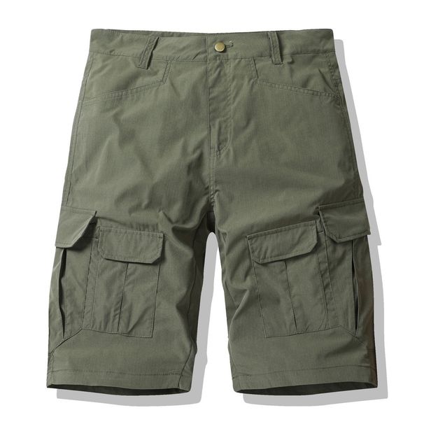 Men's Clothing Casual 5-Pocket Cargo Shorts Lightweight Cotton Blend, Breathable & Comfortable, Multi-Pocket Design For Outdoor & Daily Wear (Khaki)_viptrois.com