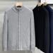 American Style Brand New Autumn Winter Cardigan Solid Color Korean Version Zipper Outerwear Knitted Sweater Casual Men's_viptrois.com
