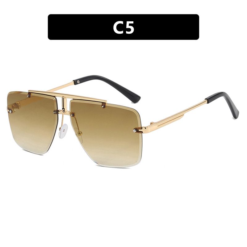Frameless cut edge polygonal 2024 new fashionable trendy men's sunglasses irregular_viptrois.com