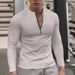 Autumn Winter American Style Slim Fit Thermal Base Layer T-Shirt Warm Top Fitness Sports Men Half-Zip Round Neck Long_viptrois.com