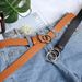 Bronze round buckle fashionable versatile decorative belt, trendy and simple women's belt_viptrois.com