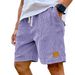 Men's Clothing New Retro Embroidered Logo Corduroy Fashion Lace Up Casual Shorts_viptrois.com
