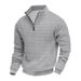 Men's Jacquard Checker Half-Zip Henley Sweatshirt – Oversized Streetwear Pullover With Tactical Pockets (95% Polyester + 5% Spandex, S-XXXL)_viptrois.com