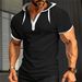 Men's Clothing Short Sleeved Polo Shirts Heavy Loose Hooded Sports Casual T Shirts_viptrois.com