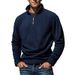 Autumn And Winter Men's Polar Fleece Top Solid Color Simple Casual Stand Collar Pullover Sweater_viptrois.com