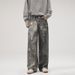 Men's Clothing Splashed Printed Jeans Washed Heavy Loose Wide Leg Floor Length Pants_viptrois.com
