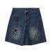 Men's Clothing Straight Pocket Denim Trendy Brand Printed Straight Shorts Loose Wide Leg Casual Denim Shorts_viptrois.com